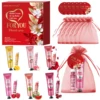 24PCS/box lip balm in bulk, hand cream in bulk thank you card and red gauze bag, wedding gift to guests, Christmas and New Year 1