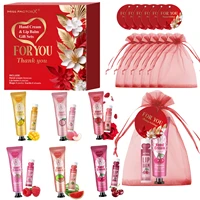 24PCS/box lip balm in bulk, hand cream in bulk thank you card and red gauze bag, wedding gift to guests, Christmas and New Year 1