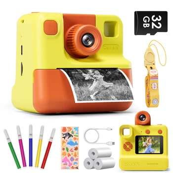 Gofunly Kids Digtial Camera Toy 1080P HD Instant Print Camera 180° Rotation Len Camera Gift For Girls Boys 1