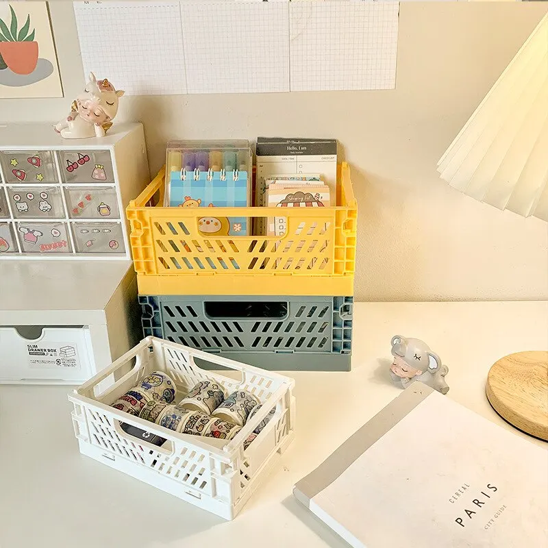 Desktop Storage Box Table Top Folding Plastic
