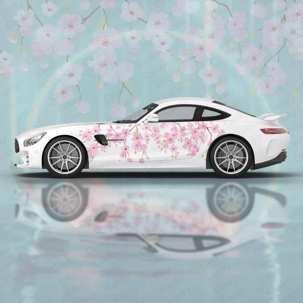 Pink Sakura Cherry Blossom Car Body Stickers Itasha Vinyl Car Side