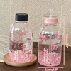Cute Bowknot Plastic Cups With Straw Lid Portable Drinking Bottle Kawaii Water Bottle Aesthetic Tumbler For Ice Coffee Juice Tea 6