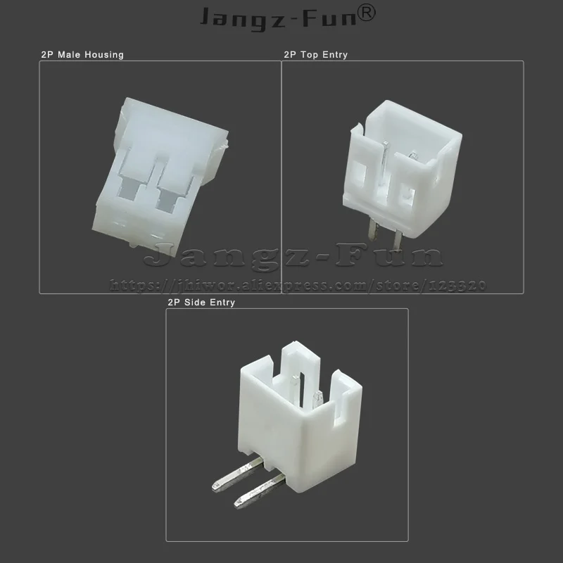 100-Pack 2-Pin Electrical Wire and Housing Connectors, 2.0mm Pitch