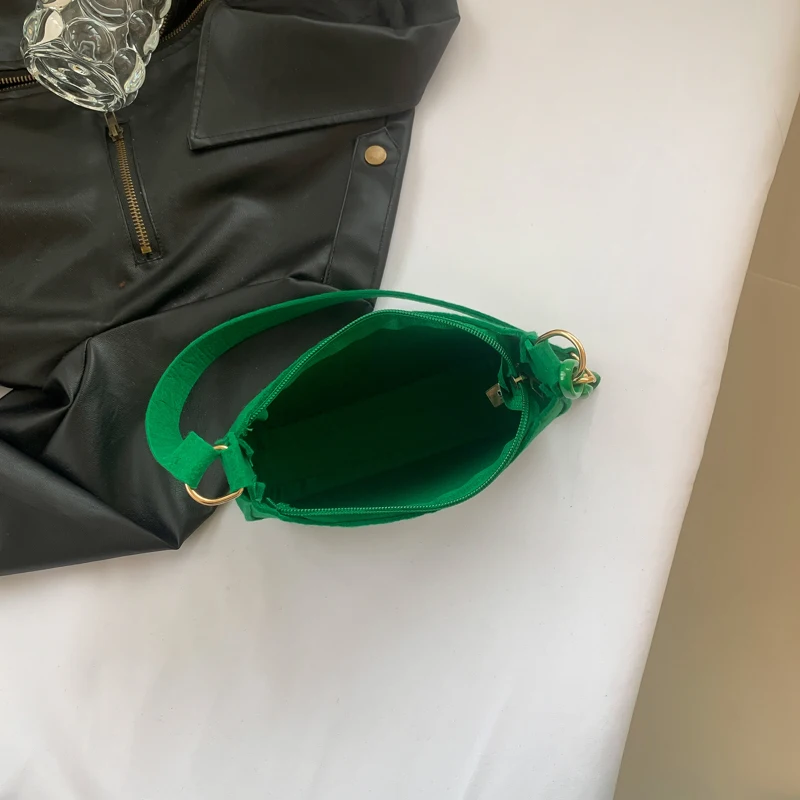 Felt Shoulder Bags for Women Women's Subaxillary Bag Design Advanced Texture Armpit Handbags Purses Crescent Saddle Bag