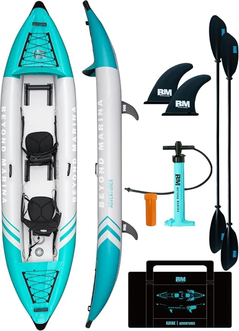 Inflatable Kayak 2 Person Adult Tandem Kayak Drop Stitch Floor Touring Aluminum Paddles 12.5ft