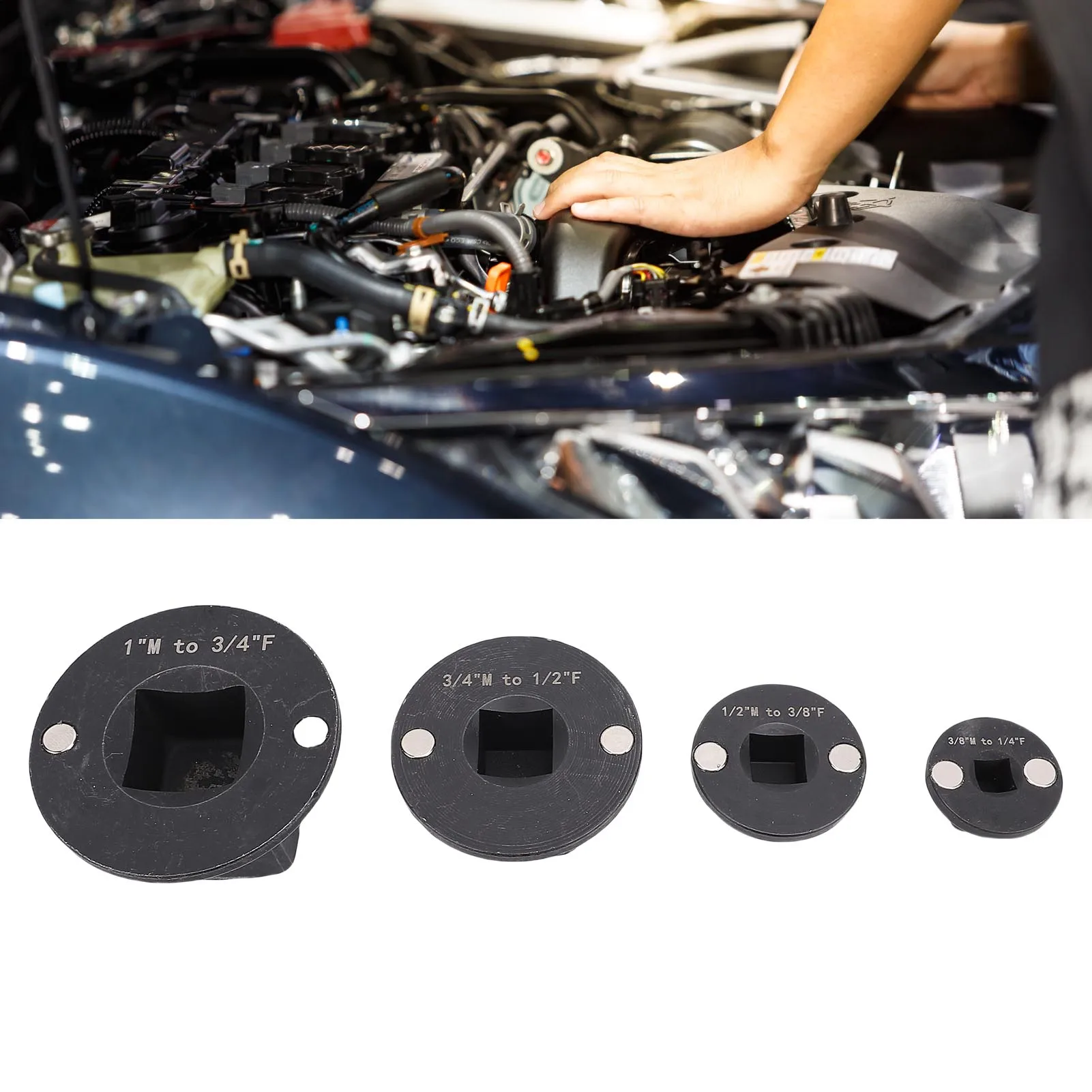 Low  Socket Adapter Magnetic Holding 1in M-3/4in F 3/4 in M-1/2in F Low   Socket Adapter for Tight Spaces