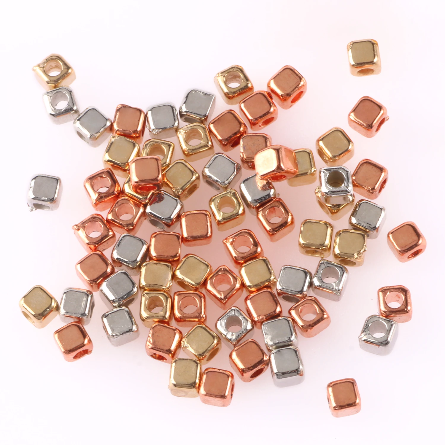 

500pcs 3mm Gold CCB Square Beads Plated Plastic Cube Loose Spacer Beads for Jewelry Making DIY Bracelet Necklace Accessories