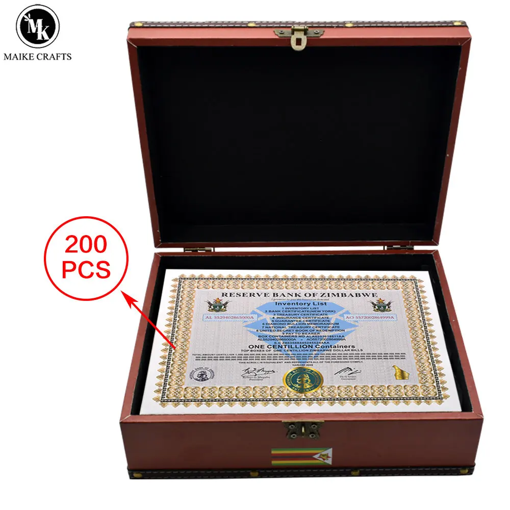 

200pcs/box 2008 ZIMBABWE ONE Centillion Containers Certificate Paper Money with UV Security Banknotes