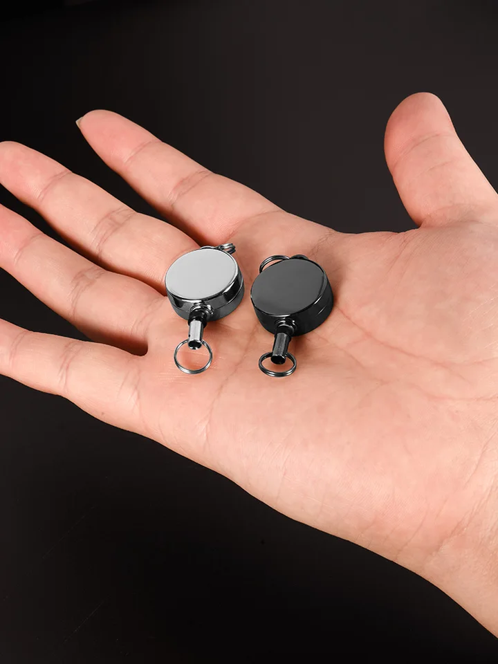 5 pièces Porte-clés enrouleur en acier rétractable - Boucle à ressort