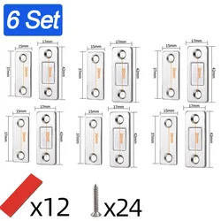 Ultra - Thin Invisible Magnetic Cabinet Door Catch with Strong Adhesive (6 Set - Silver)