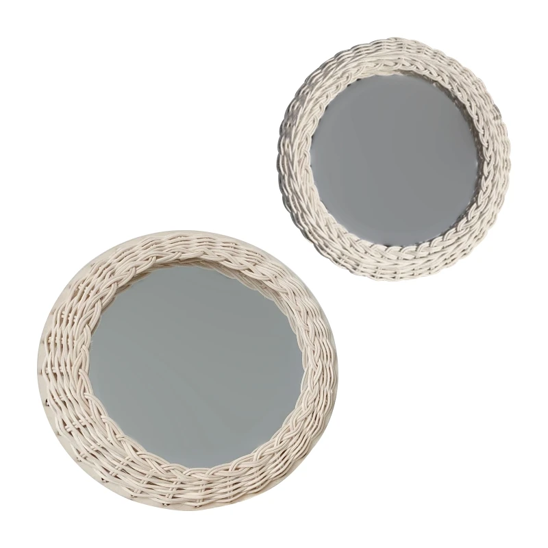 

Rattan Woven Mirror Round Wall Art Decor Hanging Makeup Dressing Mirrors