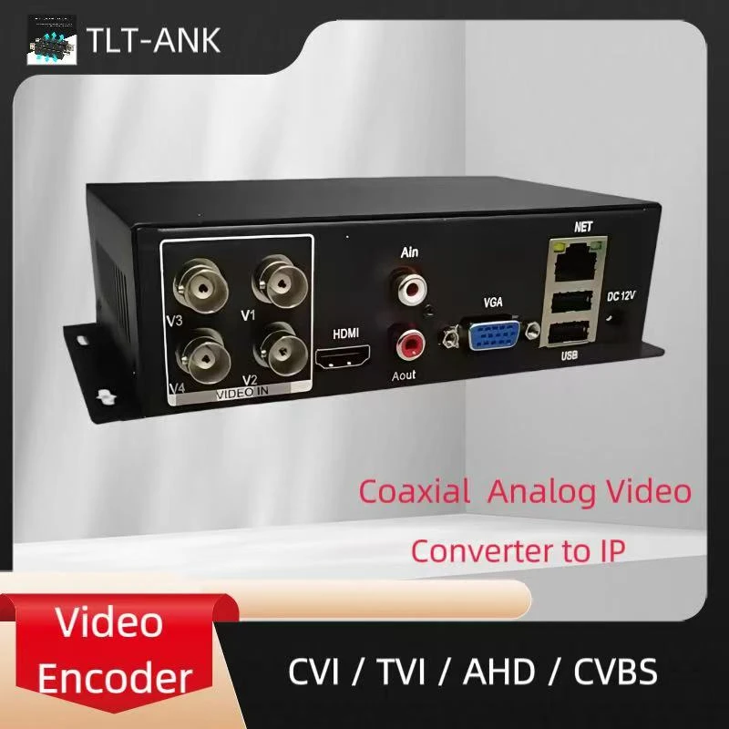 4CH AHD/CVI/CVBS Analog to IP Video Encoder Server-CCTV Coaxial Network Surveillance Converter