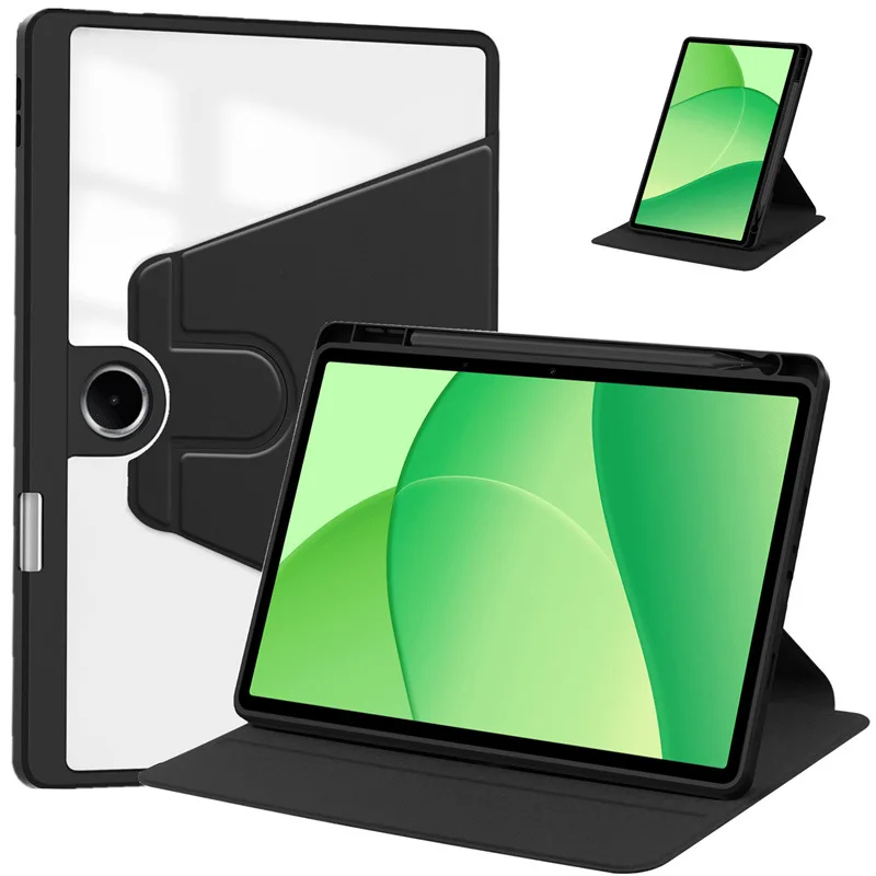 360-Degree Rotating Clear Acrylic Tablet Cover with Pencil Holder