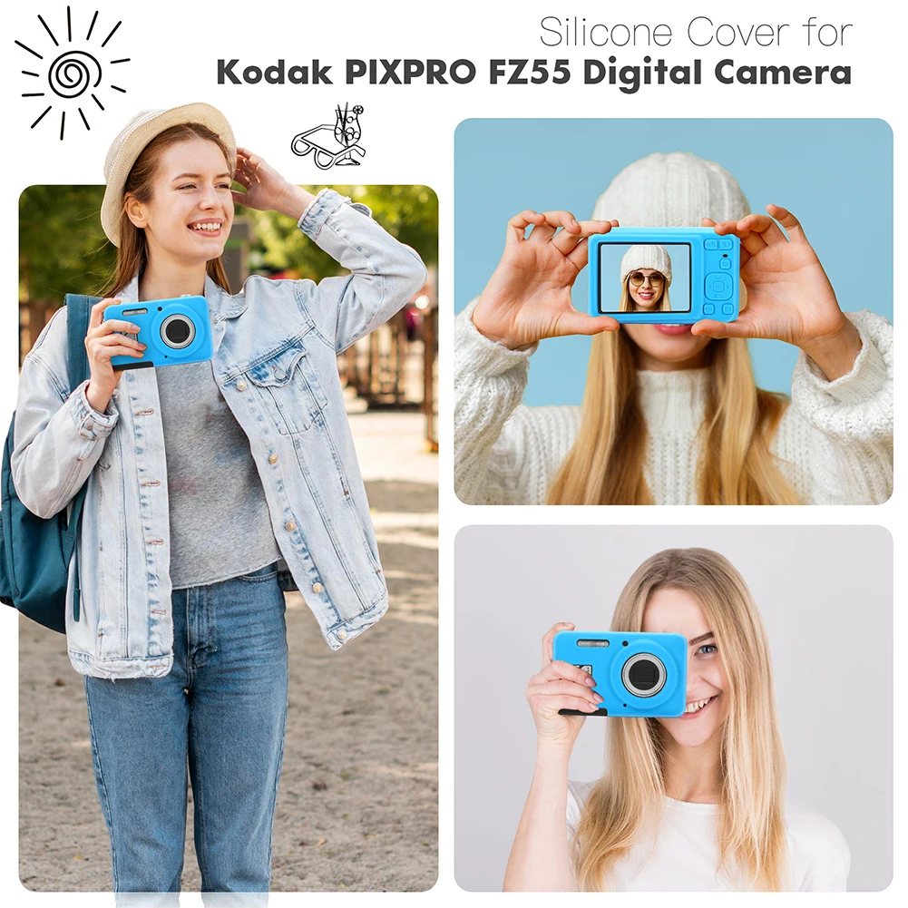 For KODAK PIXPRO FZ55 Digital Camera Cover Anti-Scratch Lightweight Camera Sleeve Solid Color Outdoor Travel Camera Protect Case