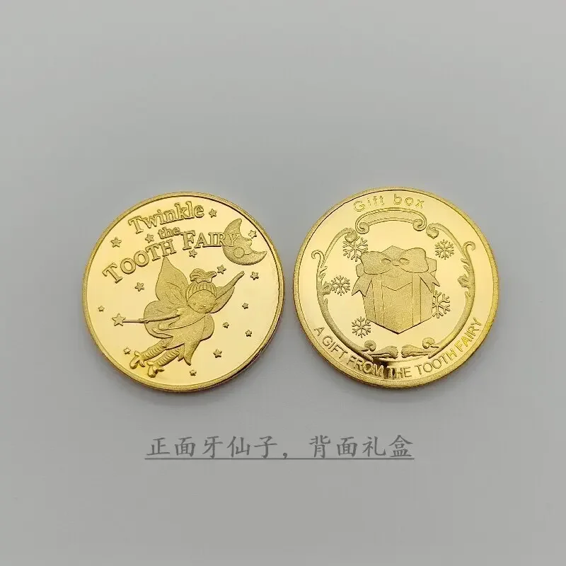 Tooth Fairy Gold Plated Commemorative Coin for Creative Kids Teeth Change Souvenir Christmas Dentistry Gifts
