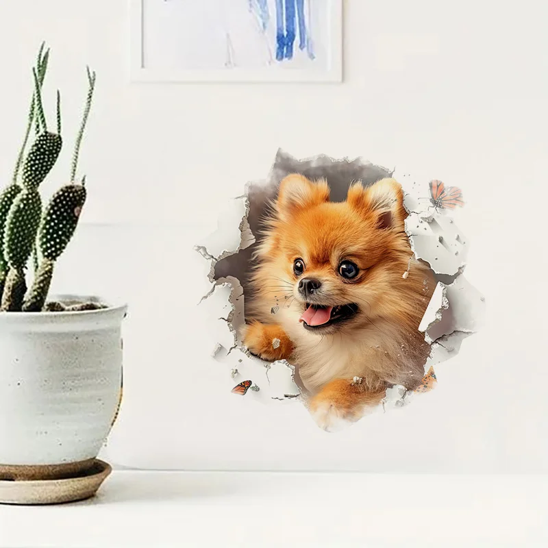 T2263# Pomeranian Toilet Stickers Decoration for Living Room, Wall, Bedroom, and Home Decor Car Decals Self-Adhesive