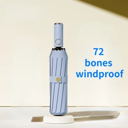 Enhanced Windproof Automatic Folding Umbrella - Extra Strong, Large, and Sun/Rain Protection (Blue)