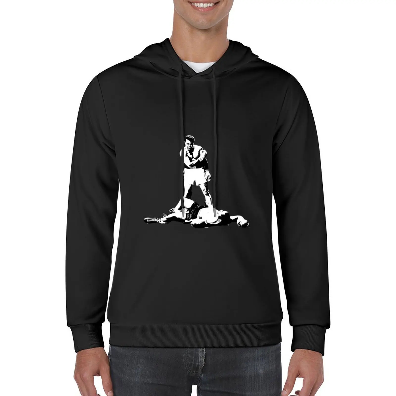 

New Muhammad Ali vs. Sonny Liston boxing K.O (black and white) Pullover Hoodie anime clothing hoodie for men