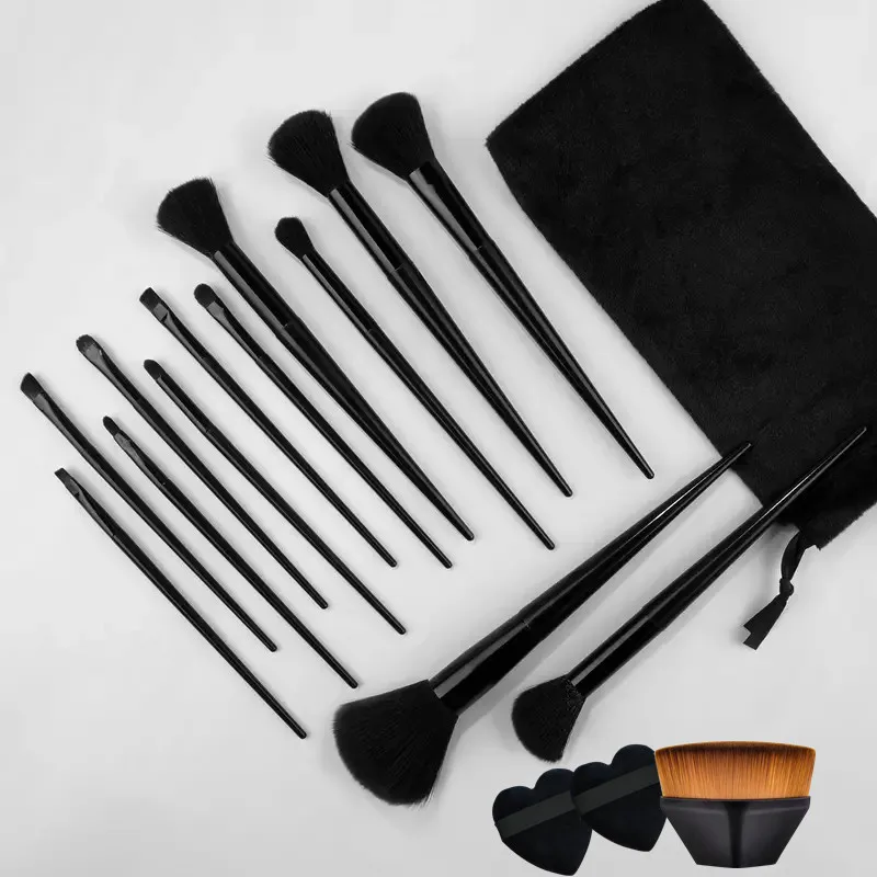 Description Picture 2 of item13pcs Black Makeup Brushes Set Foundation Powder Contour Blush Concealer Eyeshadow Blending Highlight Eyeliner Brushes Cosmetic