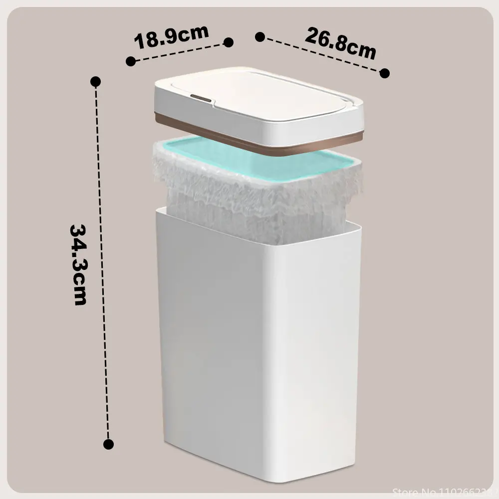 Trash Can 15/18L Smart Sensor Trash Can Garbage Bucket Waterproof Narrow Seam Automatic Trash Bin Wastebasket for Kitchen Toilet Bedroom