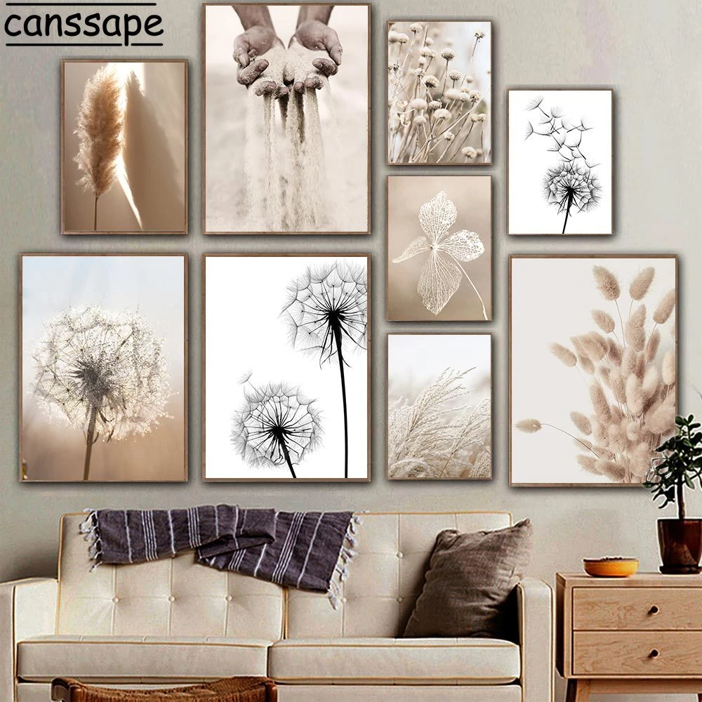 Dried Flower Grass Wall Poster Nordic Posters Dandelion Wall Art Print
