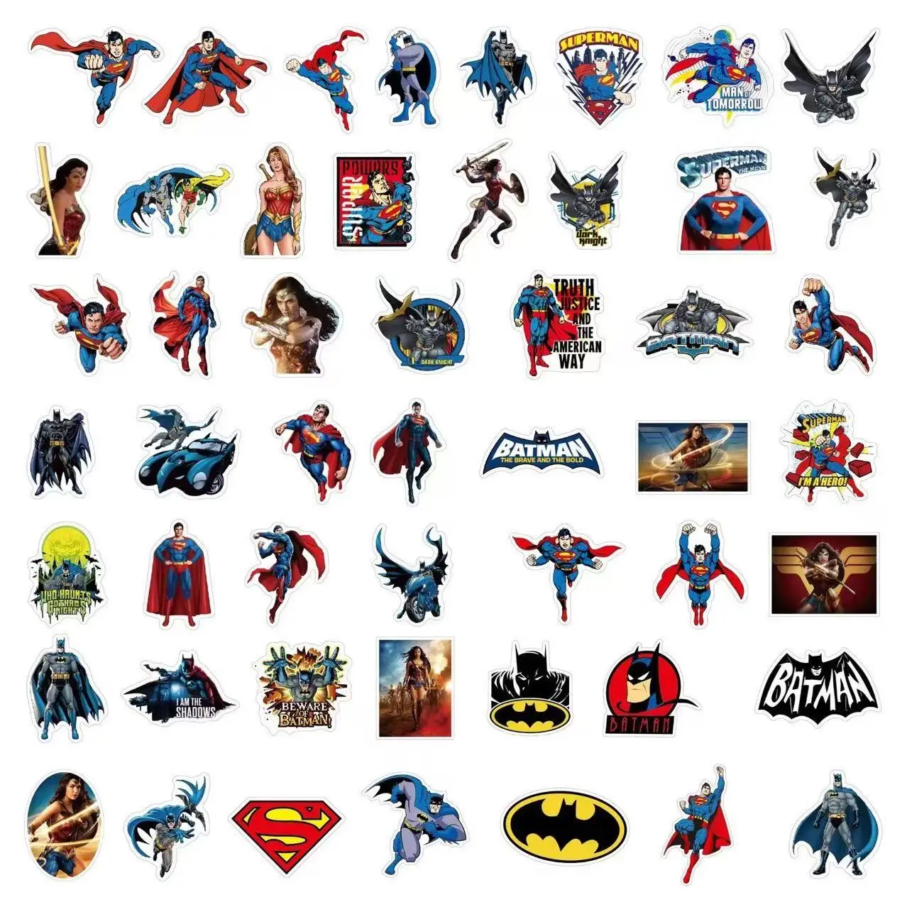 50 قطعة من ملصقات سوبرمان وباتمان - فينيل مقاوم لل...