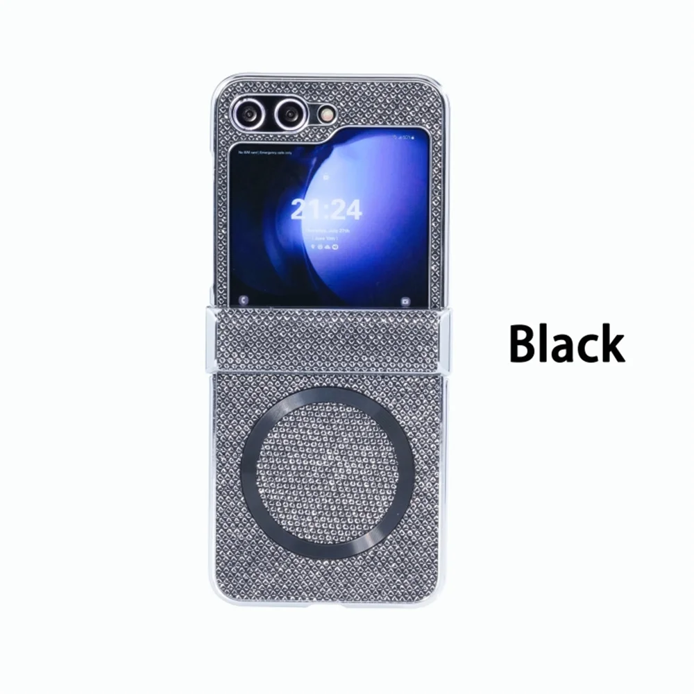 Luxury Glitter Magnetic Case with Wireless Charging Hinge Protection