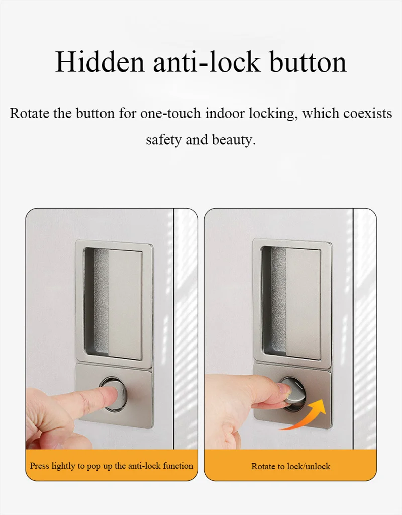 Description Picture 4 of itemMinimalist Hidden Door Handle Bedroom Door Lock Embedded Magnetic Silent Door Lock Black Simple Style Invisible Sliding Door Lo