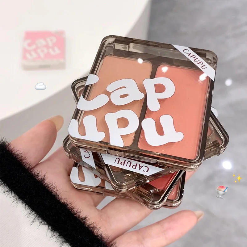Powder Blusher Bicolor Matte Natural Cheek Tint Brighten Waterproof Face Contouring Cosmetics Korean Makeup