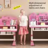 2Pcs/Set Cartoon Pattern Multi Bookstand Widened Desktop Desk Chair Set Kids Adjustable Height Study Drawer Table with Chair Set 1