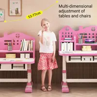 2Pcs/Set Cartoon Pattern Multi Bookstand Widened Desktop Desk Chair Set Kids Adjustable Height Study Drawer Table with Chair Set 1