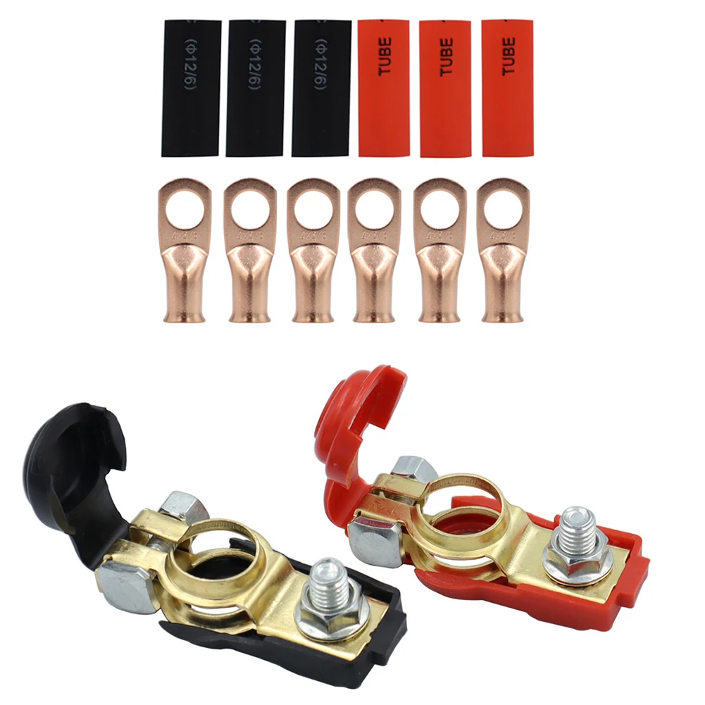 Positive and Negative Pure Copper Top Post Battery Cable Ends