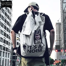 

Trend Brand Backpack Men Fashionable Drawstring Multifunction School Backpacks Design Men's Travel Backpack Street Style Big Bag