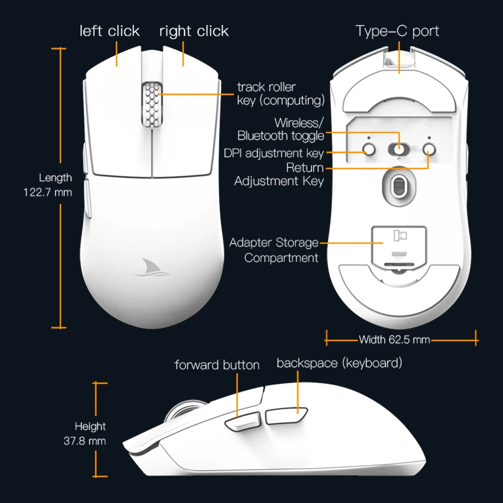 Gaming Mouse Tri-mode Wireless Bluetooth PAM3395 Sensor 26000 DPI Rechargeable for PC Laptop Gamer Motospeed Darmoshark M3S PRO