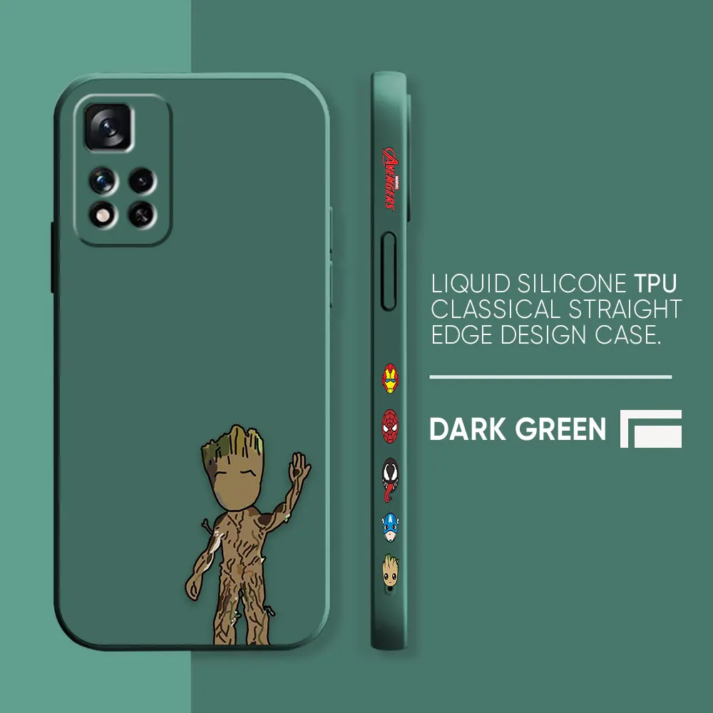 thumbnail image 1 of Case For Redmi Note 12 11 11T 11R 11E 9 9S 8 7 7S PRO PLUS 4G 5G Colour Simple Liquid silicone Case Cartoon Marvel Baby Groot, 1 of 5
