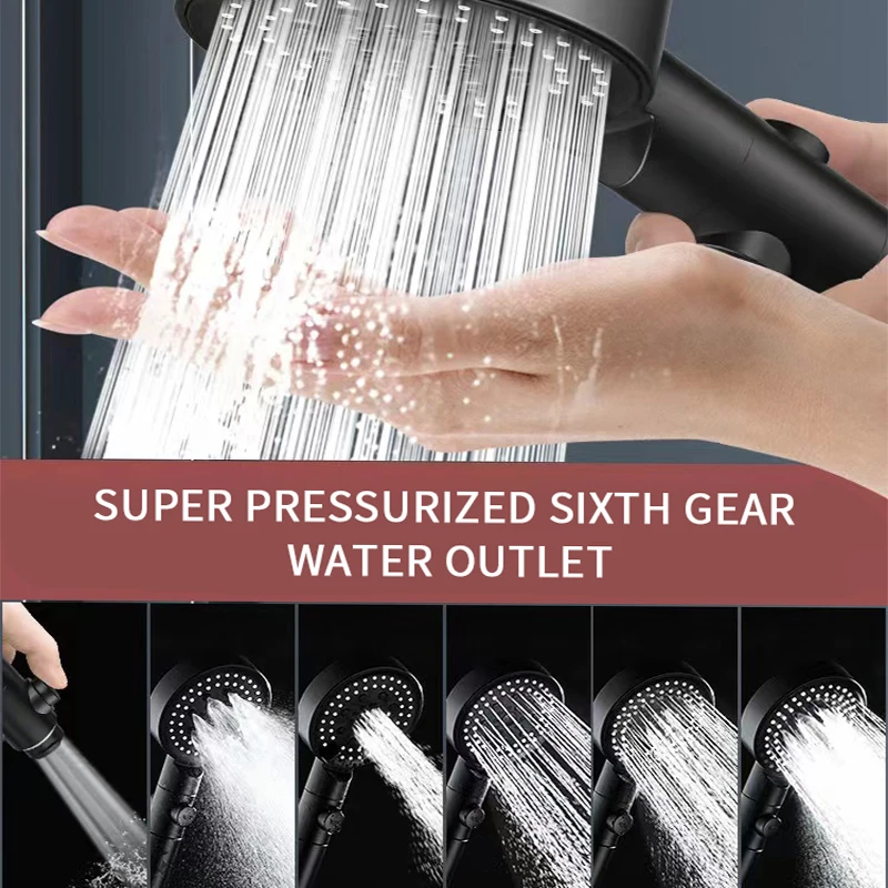 Water Saving Shower Head 6 Mode High Pressure Turbo Shower Adjustable Water Massage Eco Bathroom Accessories