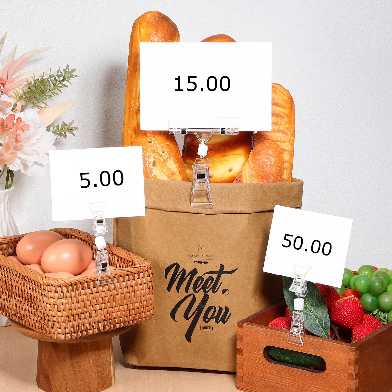 40Pcs 사인 클립 회전식 강력 클램프 가격표용 양면 디스플레이 클립 소매용 홀더 사인 홀더 선반 라벨 홀더