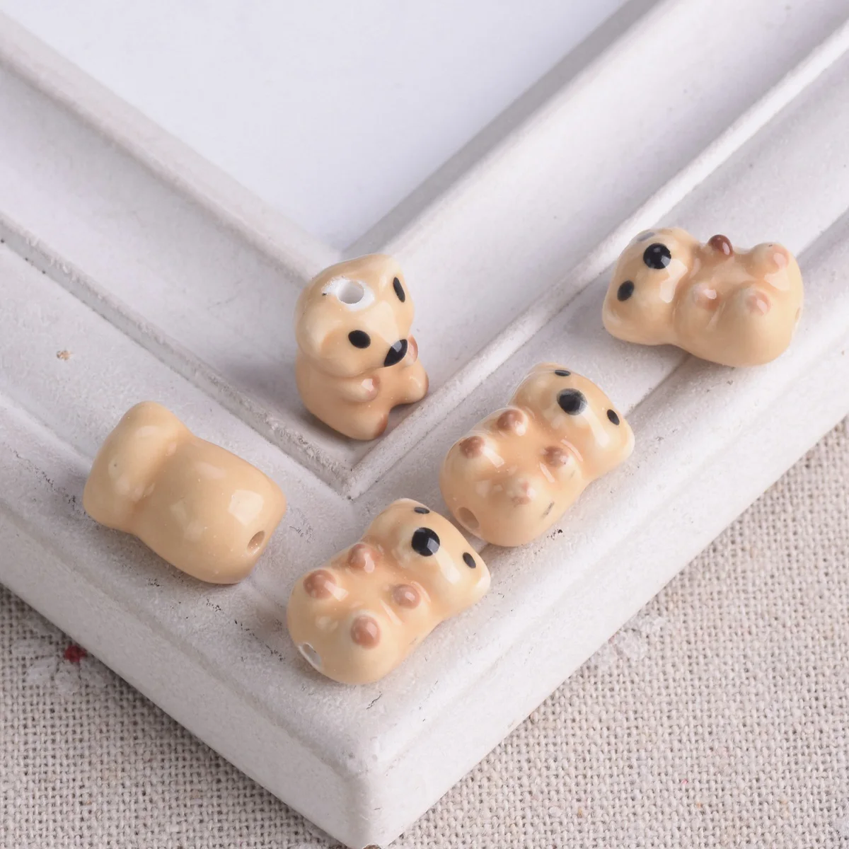 5pcs Brown Bear Shape 17x11mm Ceramic Porcelain Loose Beads For Jewelry Making DIY Craft Finndings flower pot silicone mold geometry shape mold plaster craft making supply