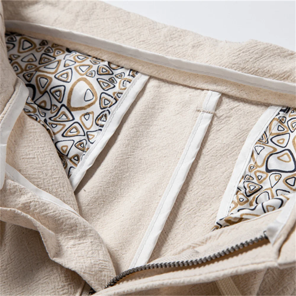 AIOPESON Pantaloni da uomo in lino casual Pantaloni da uomo in tinta unita Nuova primavera autunno Pantaloni leggeri e traspiranti di alta qualità da uomo 4