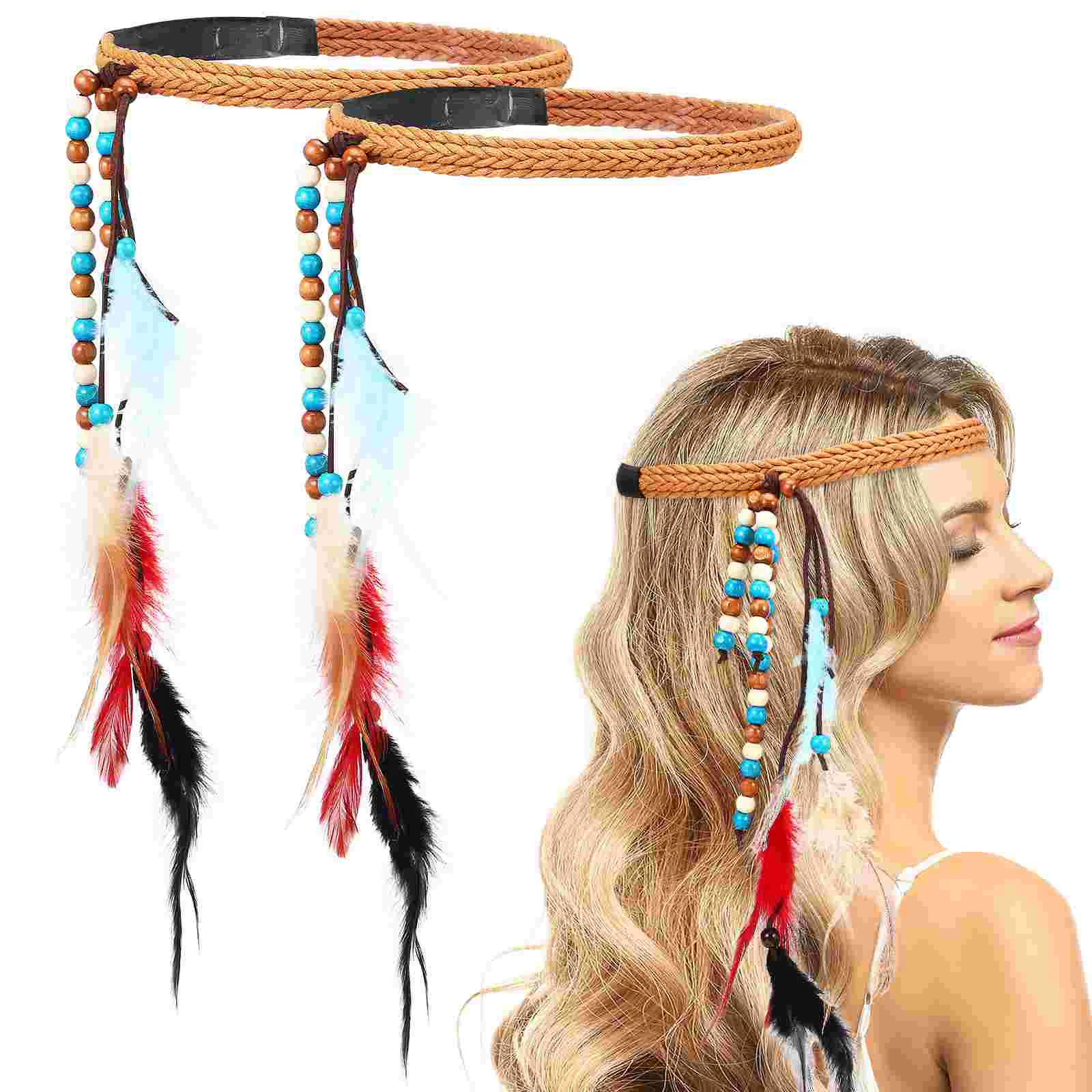 

Bohemian Head Jewelry Creative Headdress Headband For Girls Thin Headbands Women Woven Fashion Hair Accessories Elastic Tie