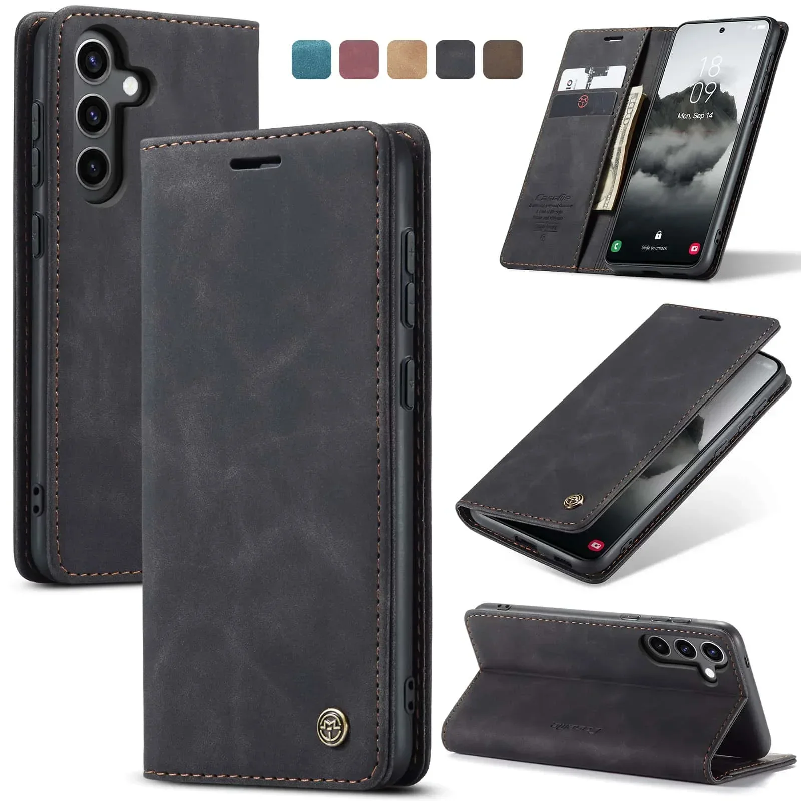 Premium Flip Leather Wallet Cover with Enhanced Protection