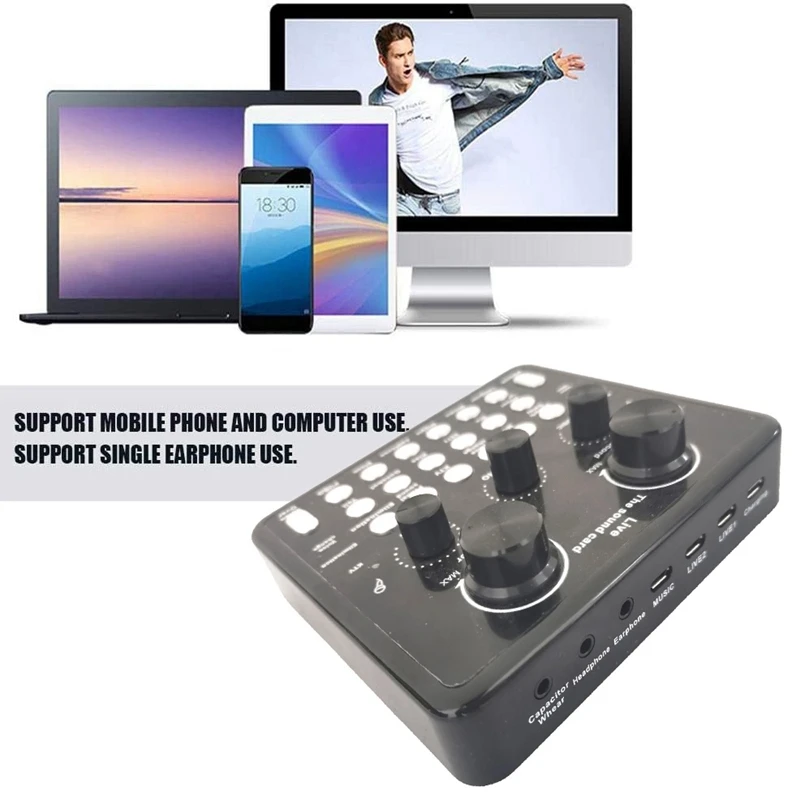Mixer Voice Changer With Sound Card Voice Converter For Live Singing, Karaoke, Home Audio And Video