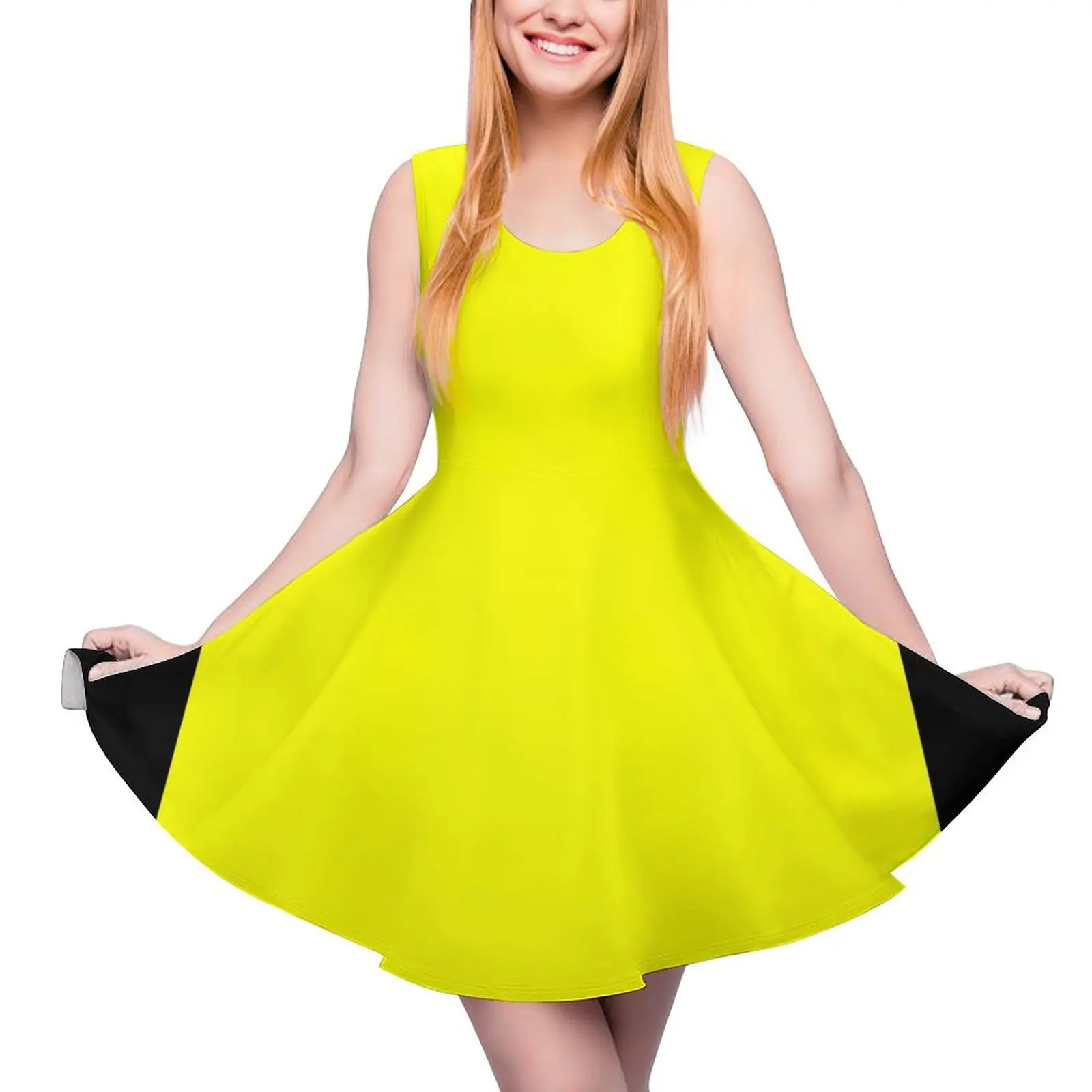 

Neon fluorescent Yellow Yellow|neon Yellow/Fluro Yellow Round Neck Dress chic and elegant evening dress summer dress daily