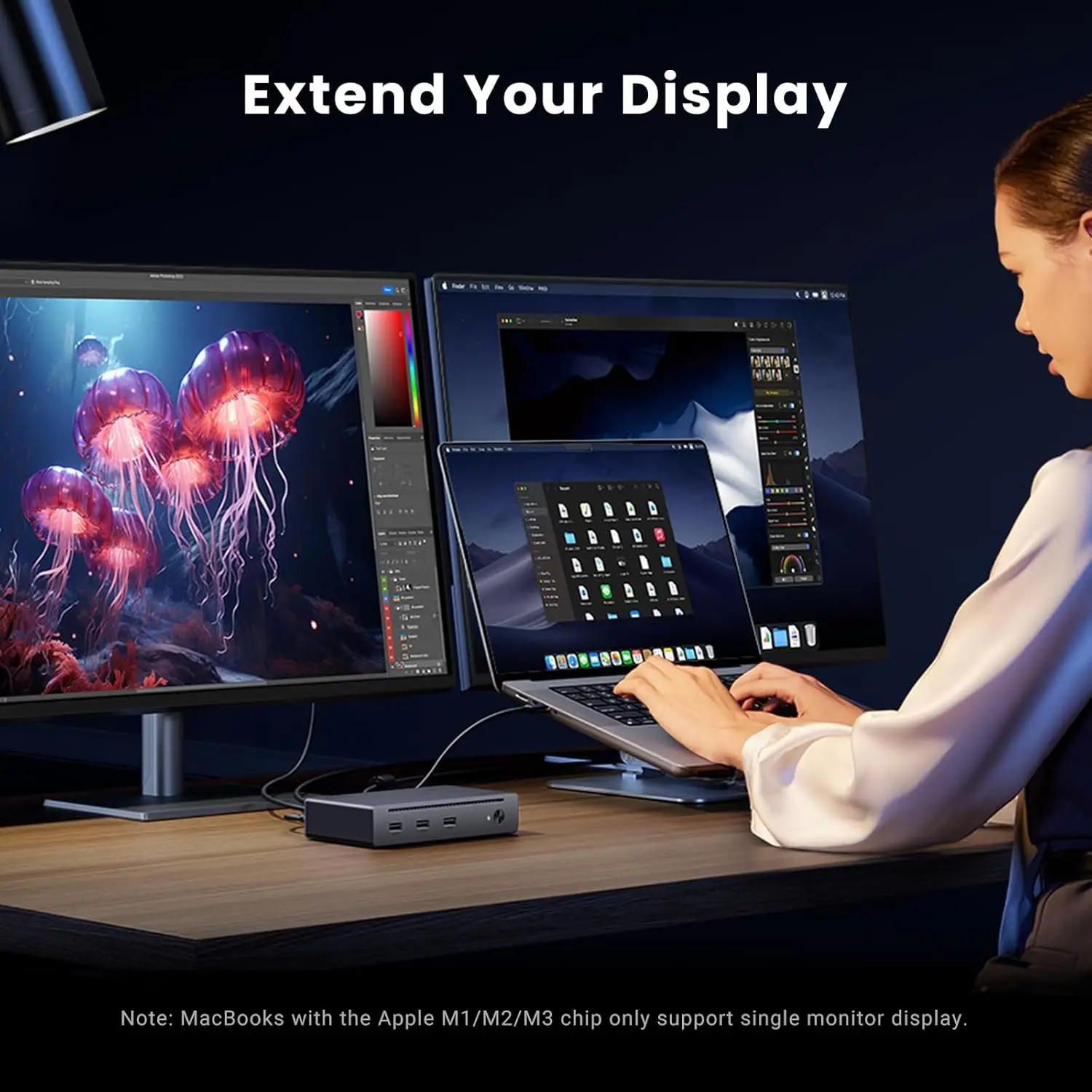 유그린 4 도크 8-in-1 40Gbps 허브 3xTB4 듀얼 4K60Hz/싱글 8K 디스플레이 85W 충전 기가비트 이더넷 3xUSB 3.2 포트