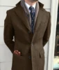 Men's Windbreaker Classic Herringbone Tweed Wool Blend Suit Jacket Winter Warm Long Coat Outdoor Sports Coat erkek mont 4