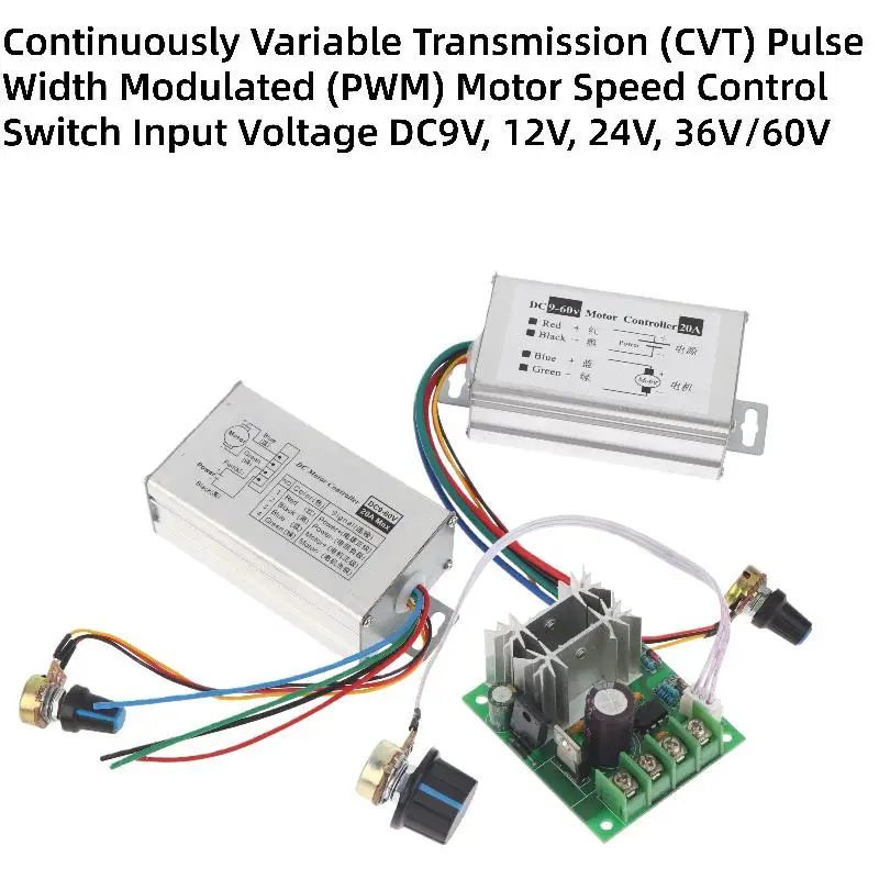1Pc PWM 속도 조절기 무단계 DC 모터 속도 컨트롤러 DC 9V-60V 12V..