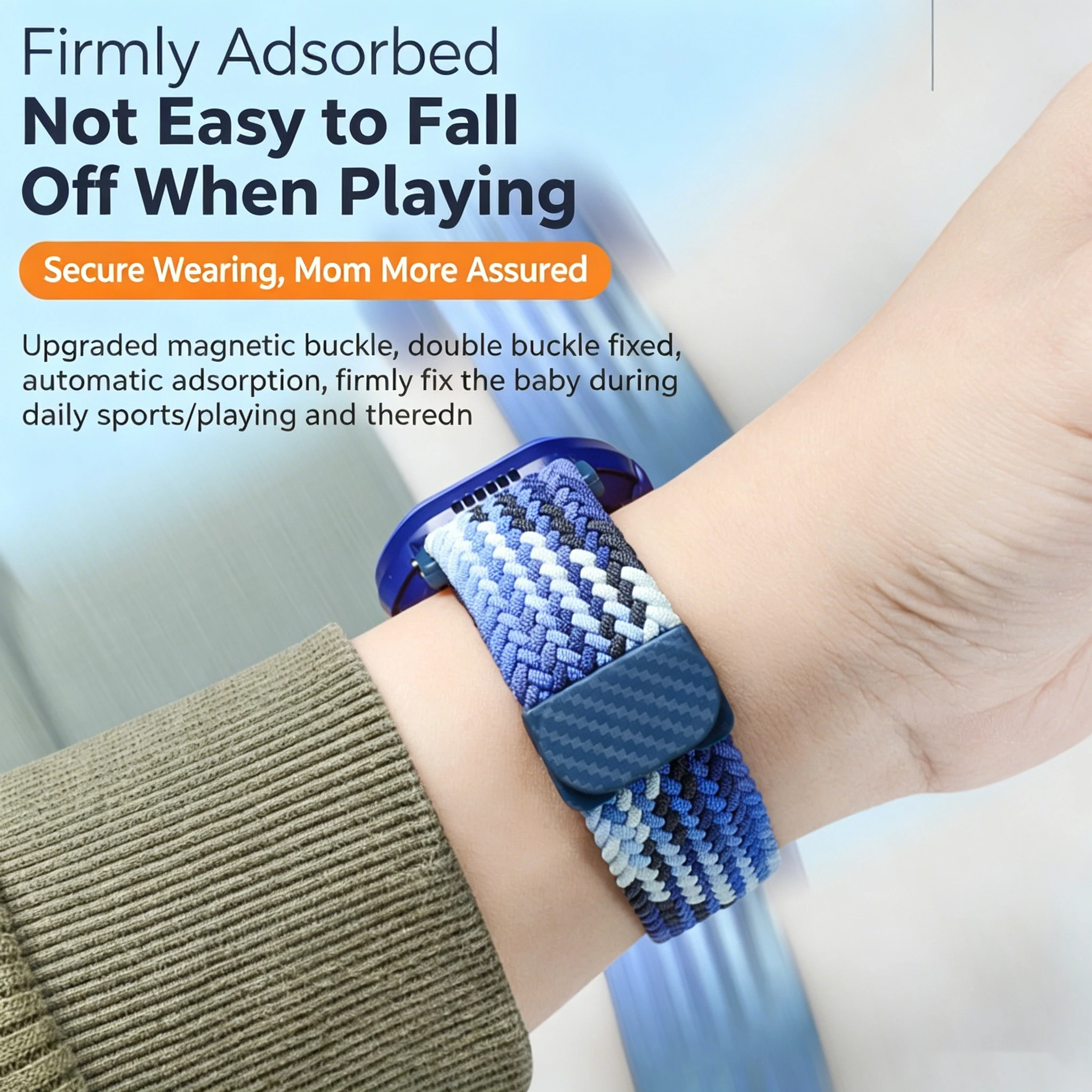 Magnetic Woven Elastic Buckle Nylon Strap for Children's Phone Watch