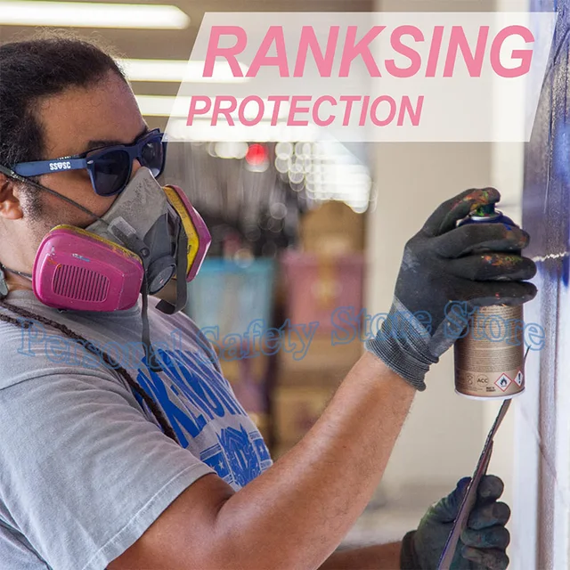 6200 Respirator Mask with Filters 60923 Half Face Cover with Anti-Fog Goggle Paint Mask for Gas/Chemicals/ Epoxy Resin/Asbestos 6