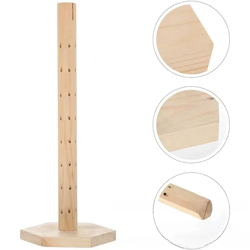 1pc Wood 360° Rotate Lollipop Holder Decorative Round Hole Earrings Display Stand Candy Holder 360 ° Lollipop Display Earrings 3