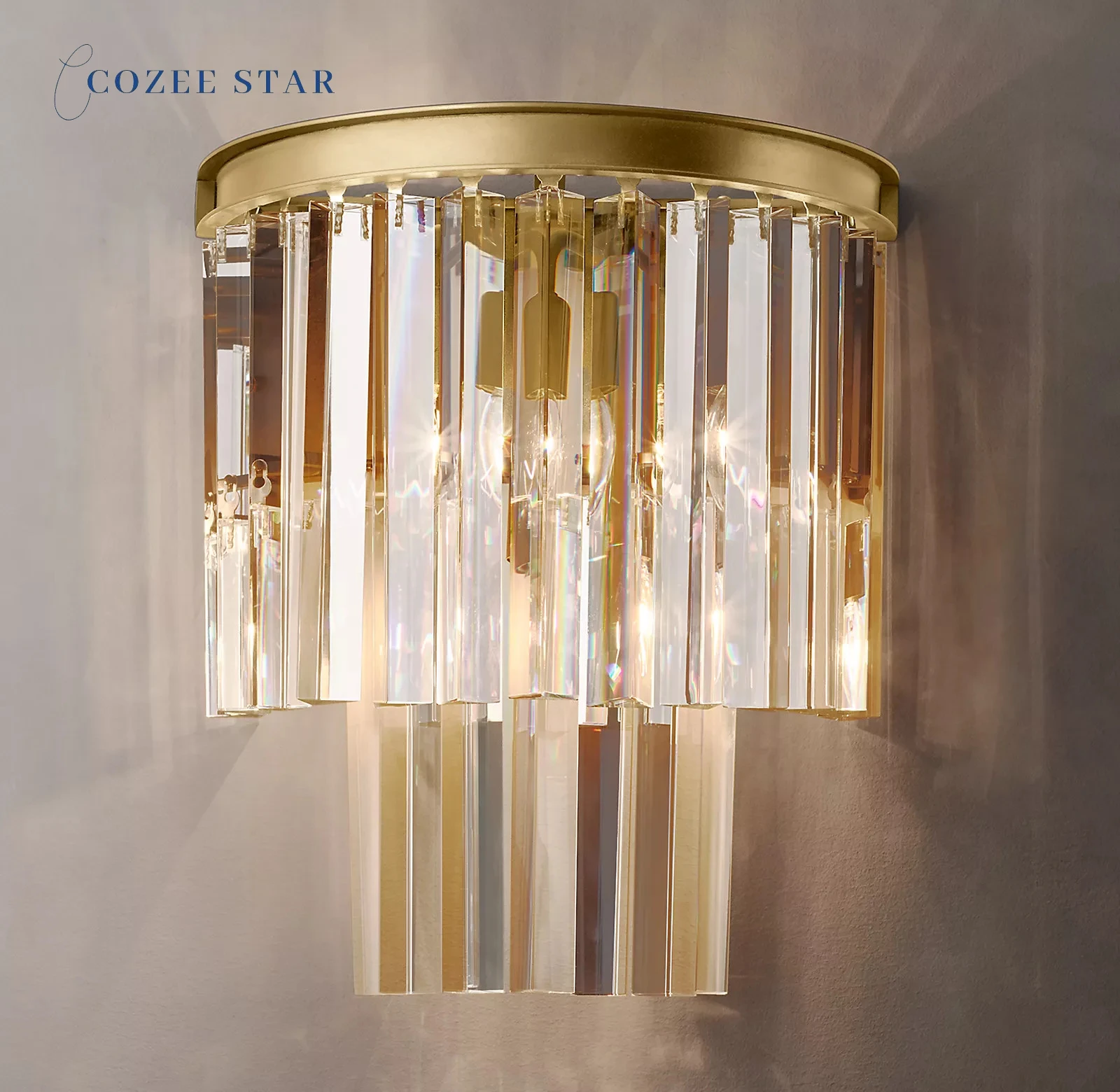 

1920S Odeon Sconce Modern Retro LED Clear Smoke Crystal Chrome Black Brass Wall Lamps Lustre Living Room Bedroom Lights Fixture